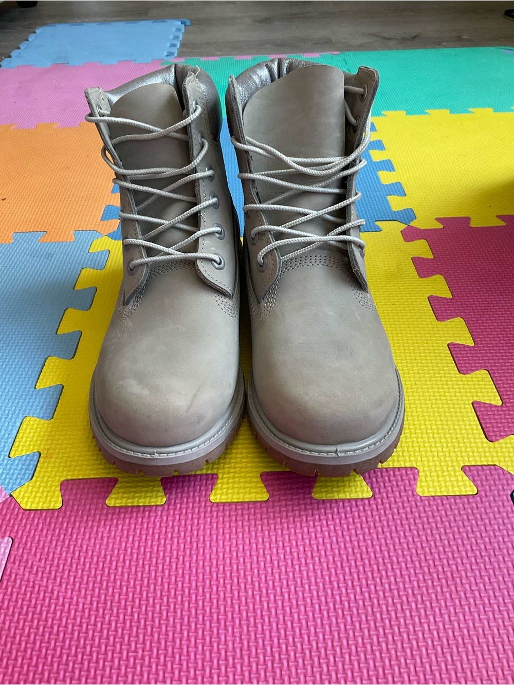 🥾Timberland W8.5‎ Gray & Silver Nubuck Lace-Up Boots - Picture 3 of 8